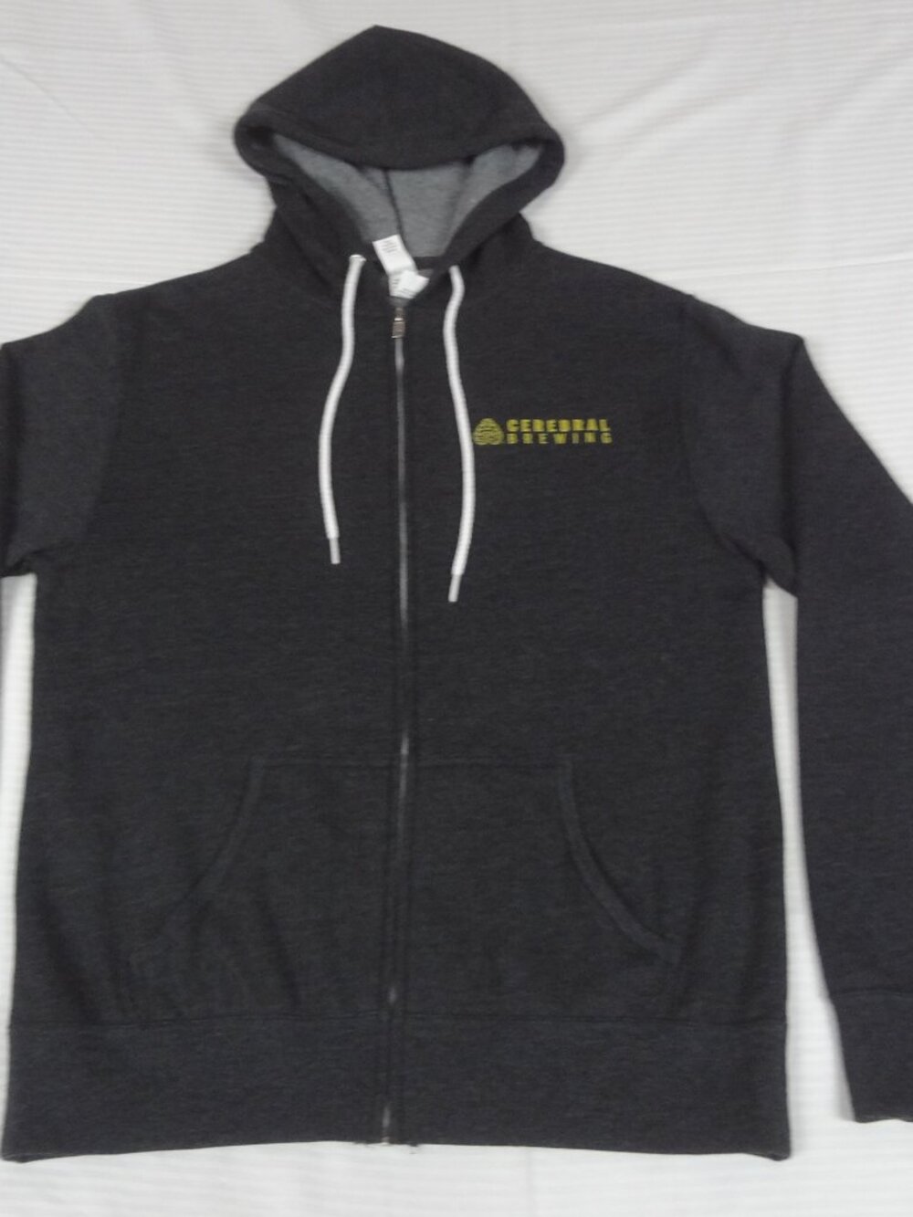 NWOT CEREBRAL BREWING CO CRAFT BEER HOODIE HOODED ZIP SWEATER M HOPS BRAIN L958
